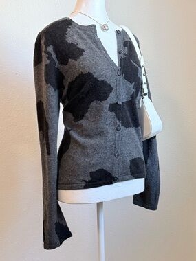 Vintage Nina Leanord Lambswool Angora Blend Crew Cardigan 90s Avant Garde Chic